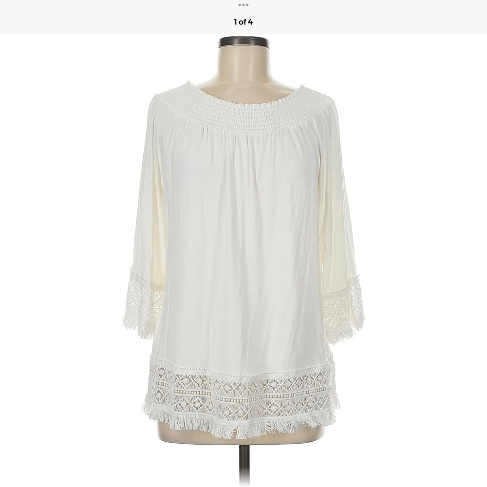Chicos White Smocked Women's Top size 1